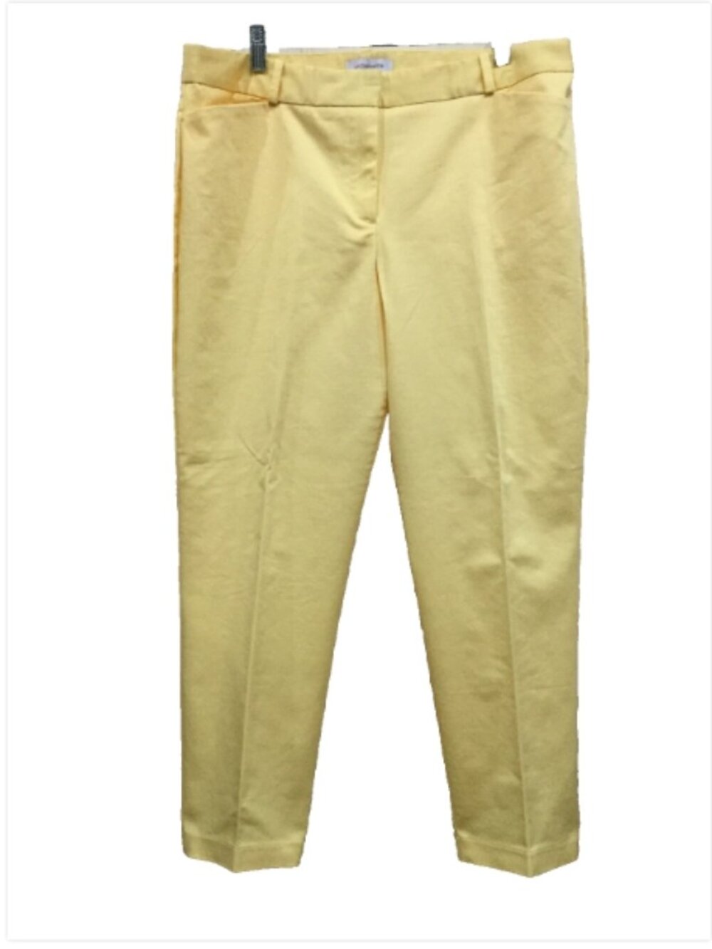 Liz Claiborne women size 12 yellow pants Emma Stretch Tapered Leg flat front
